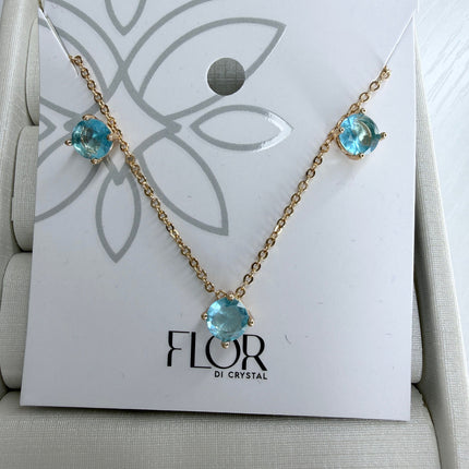 Conjunto ponto de luz 6mm zircônia azul claro
