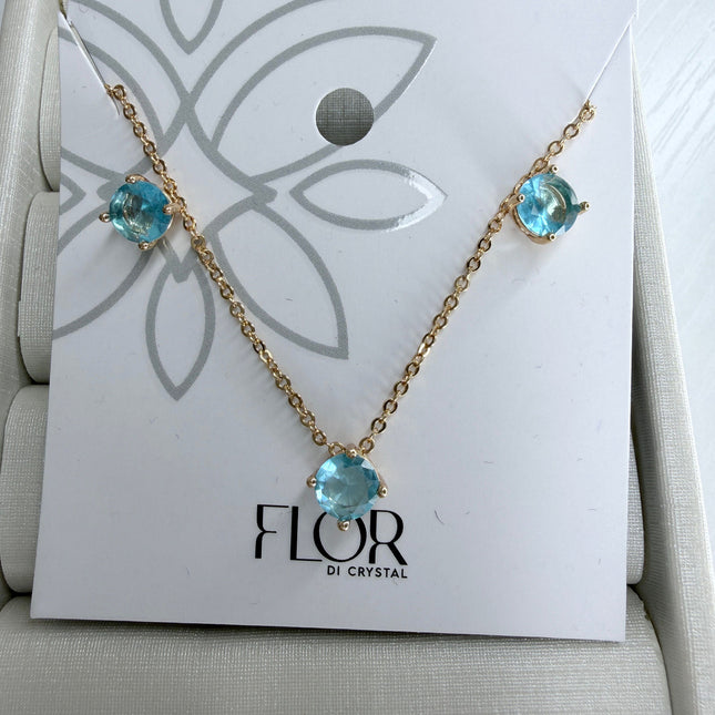 Conjunto ponto de luz 6mm zircônia azul claro