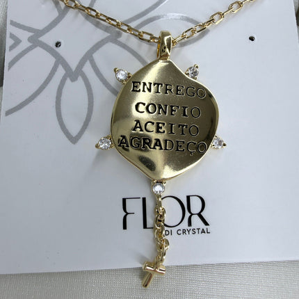 Colar medalha Entrego Confio Aceito