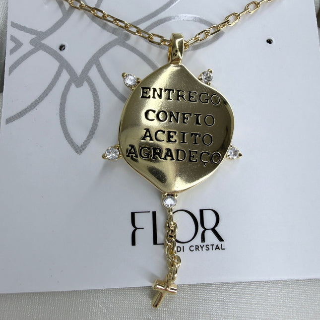Colar medalha Entrego Confio Aceito