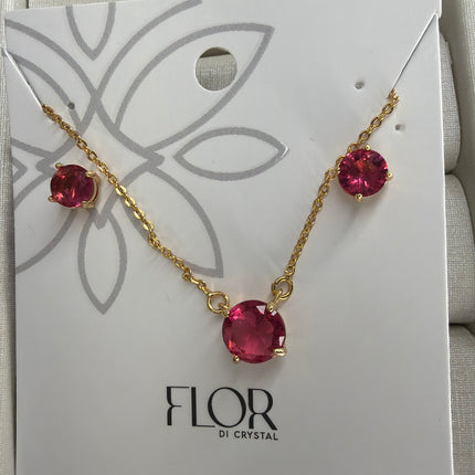 Conjunto ponto de luz 6mm zircônia rubelita