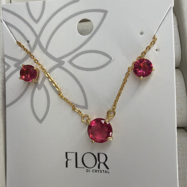 Conjunto ponto de luz 6mm zircônia rubelita