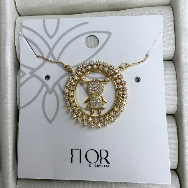 Colar mandala menina círculo cravejado zircônia