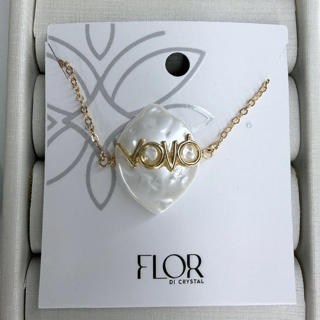 Colar Vovó coração madrepérola folheado ouro