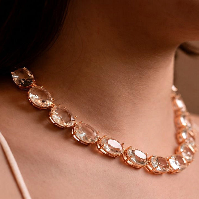 Riviera maxi luxo cristal rocha 20mm folheada ouro