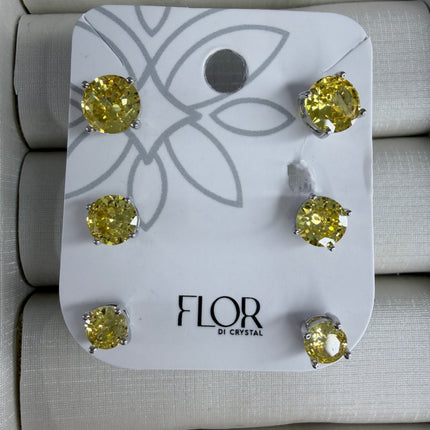 Trio brincos ponto luz amarelo 8mm 6mm 4mm