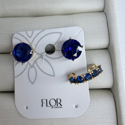 Brinco 10mm azul safira piercing ear cuff