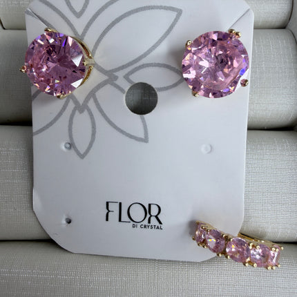 Brinco 10mm rosa piercing fake cravejado 