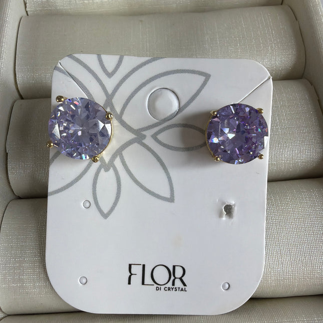Brinco 10mm lilac piercing fake cravejado 