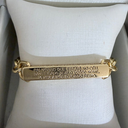 Pulseira Oração Pai Nosso placa folheada ouro