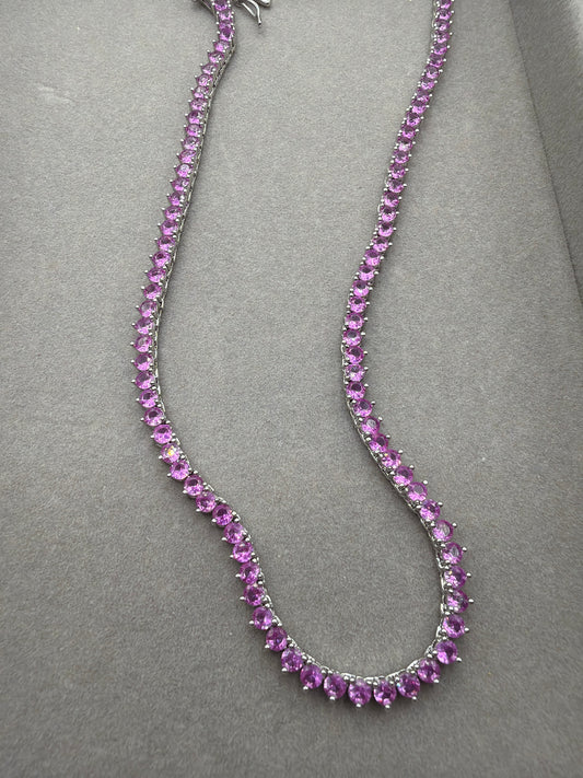 Colar - Rivieira 3mm  - 16inches fuchia