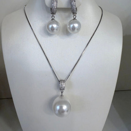 Conjunto pérola branca prata 925