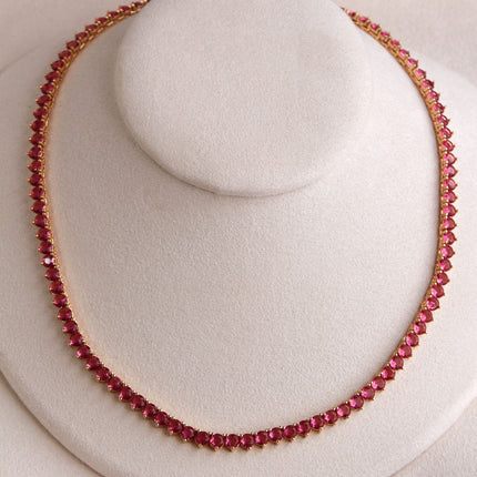 Colar riviera vermelho 4mm 42cm folheado ouro