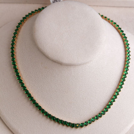 Colar riviera verde 4mm 42cm folheado ouro