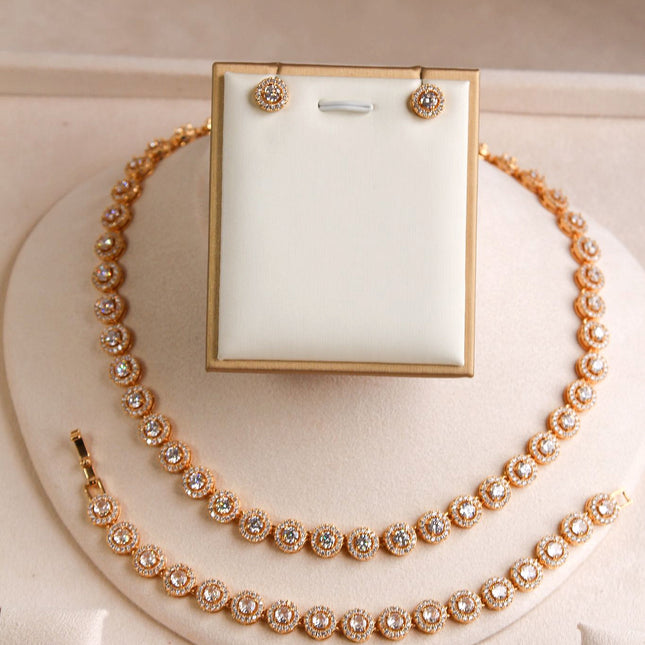 Conjunto cristais claros colar pulseira brincos