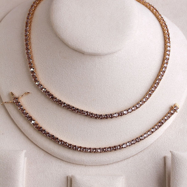 Conjunto colar pulseira riviera mocha mousse