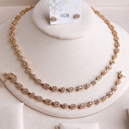 Conjunto riviera cristal colar pulseira brincos