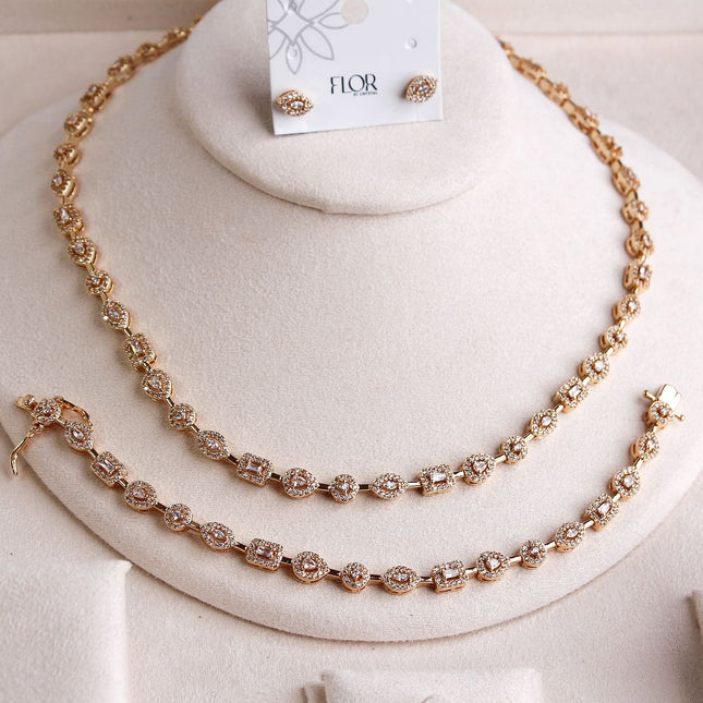 Conjunto riviera cristal colar pulseira brincos