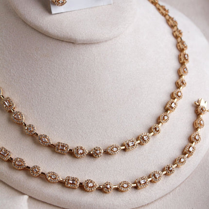 Conjunto riviera manteiga colar pulseira brincos