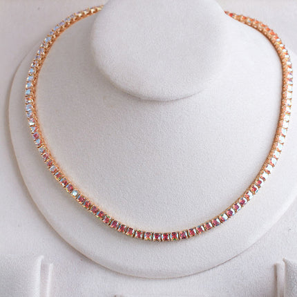 Colar riviera iridescente rosa folheado