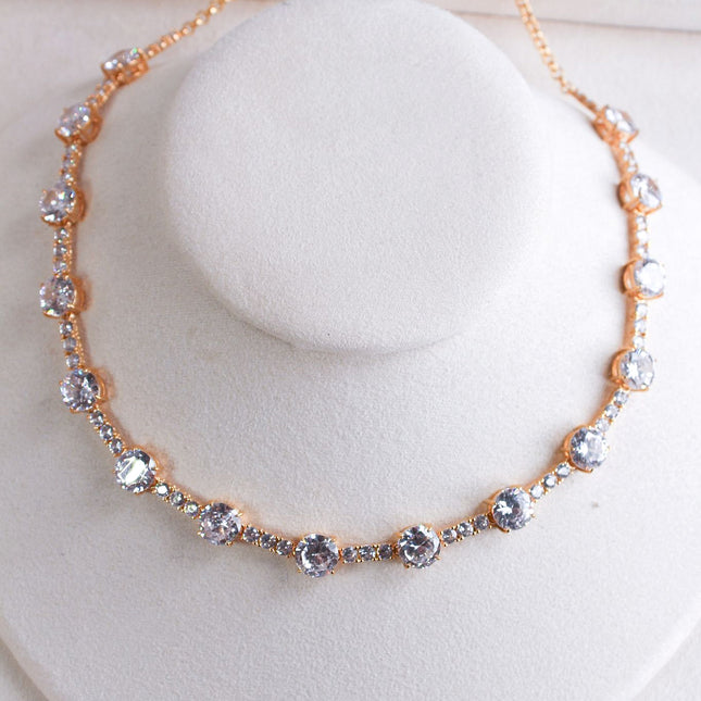 Colar riviera zircônias cristal redondas