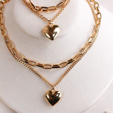 Conjunto colar pulseira coração liso