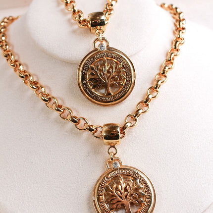 Conjunto colar pulseira árvore vida zircônia