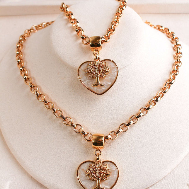 Conjunto colar pulseira coração madrepérola