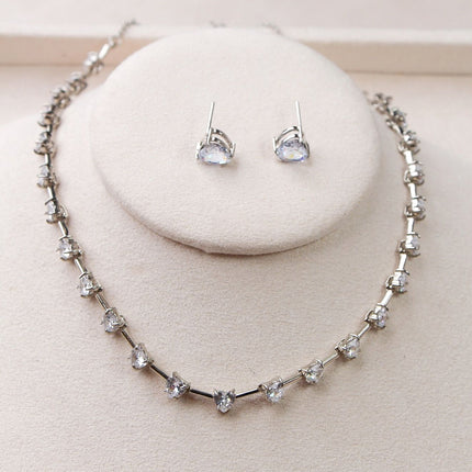Conjunto colar brincos riviera zircônia cristal