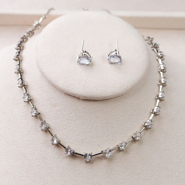 Conjunto colar brincos riviera zircônia cristal