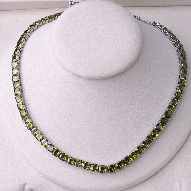 Colar riviera zircônia verde pistache 40cm