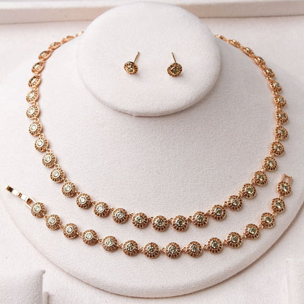 Conjunto colar, pulseira brincos amarelo claro