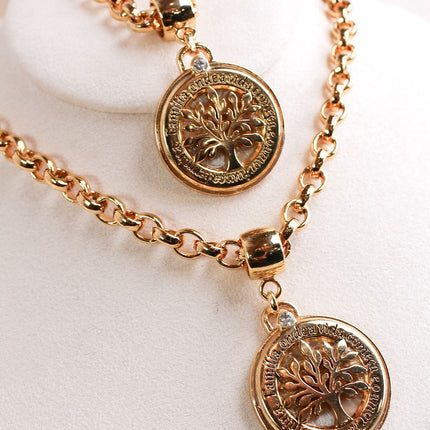 Conjunto colar pulseira árvore vida família
