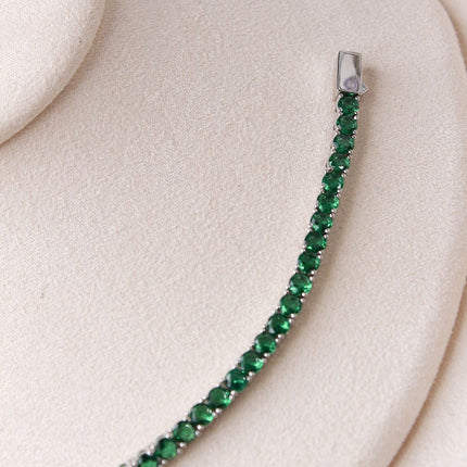 Pulseira riviera pedras verdes 4mm
