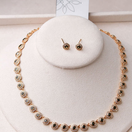 Conjunto colar brincos pedra verde pistache