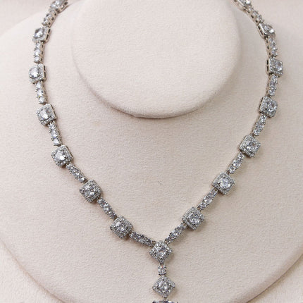 Colar cascata luxo zircônias quadradas cristal