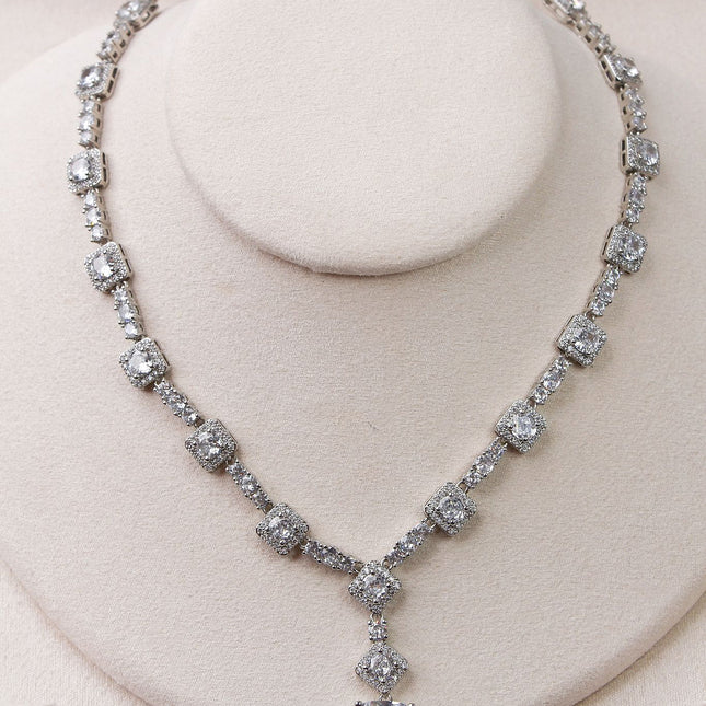 Colar cascata luxo zircônias quadradas cristal