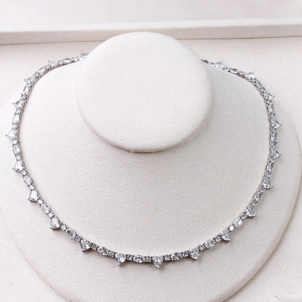 Colar riviera zircônias cristal gota oval
