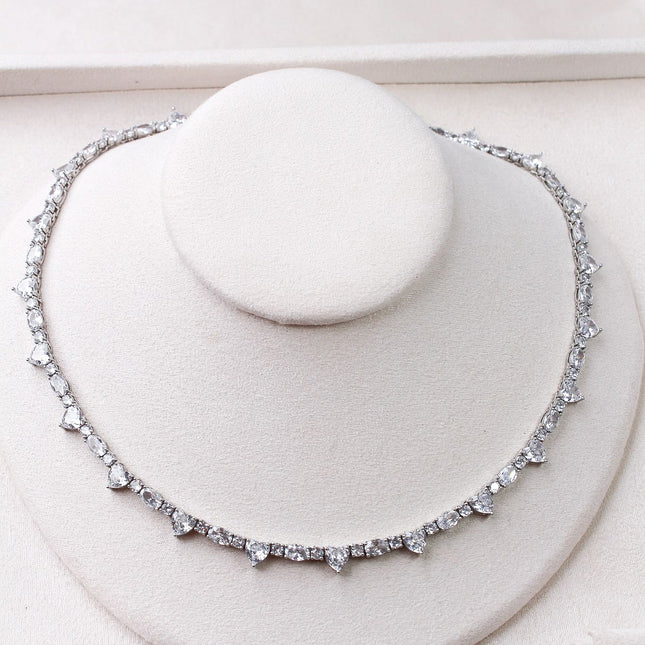 Colar riviera zircônias cristal gota oval