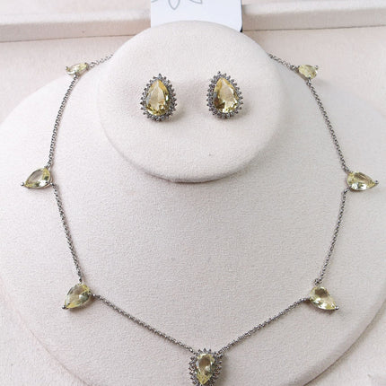 Conjunto colar brincos fusion amarela gota