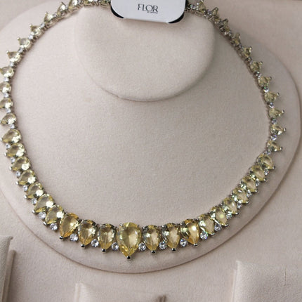 Conjunto colar brincos gotas amarelas