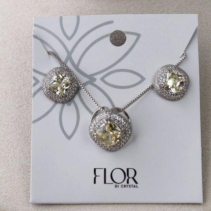Conjunto colar brincos halo champanhe