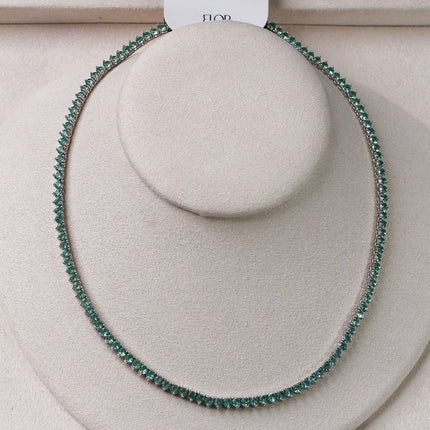 Colar riviera verde água 3mm pontas 45cm