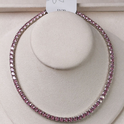 Colar riviera rosa 4mm pontas 40cm