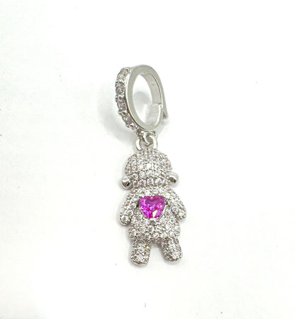 boneca  cravejado de zirconias e pedra rosa -Rodio