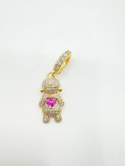 boneca dourado com zirconias e pedra rosa