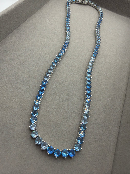 Colar - Rivieira 4mm Azul degradê - 16inches