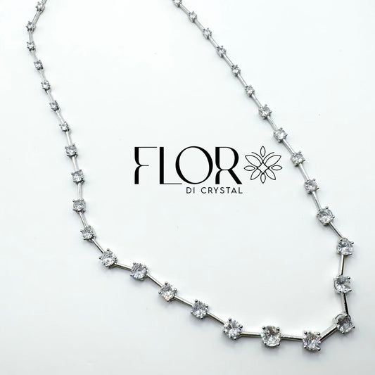 Colar - Rivieira de Zirconias espacadas Tamanhos Degradê- 2-3-4mm Cristal - 18inches