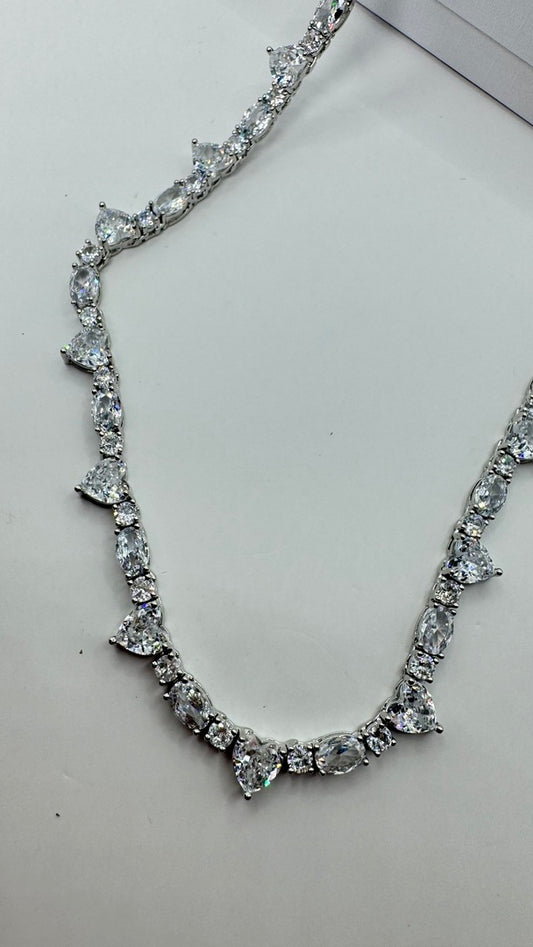 Colar - Rivieira 4mm coracoes grandes e pequenos - 16inches