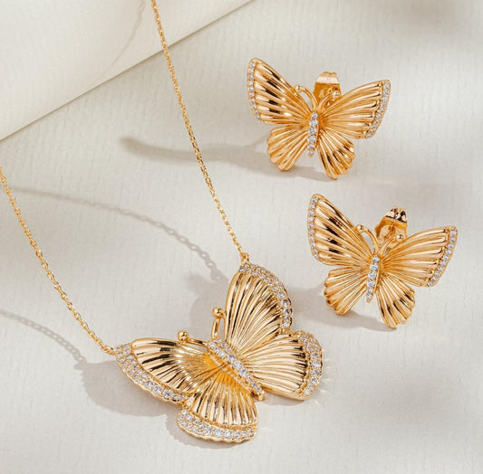 Conjunto - Brinco e colar de borboleta